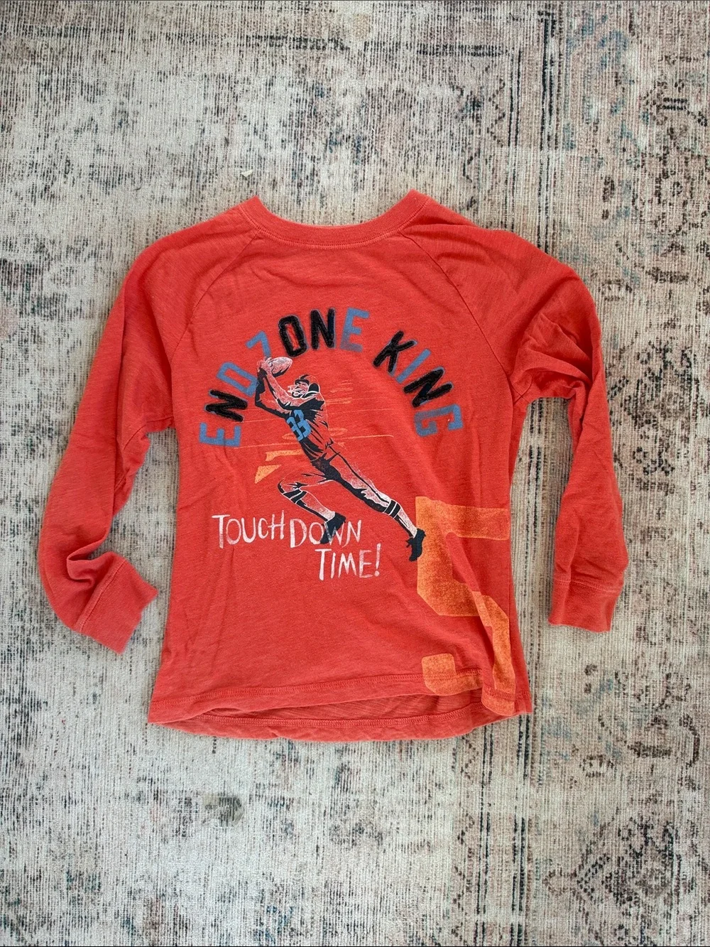Cat & Jack Orange 'End Zone King' Long-Sleeve Football Tee